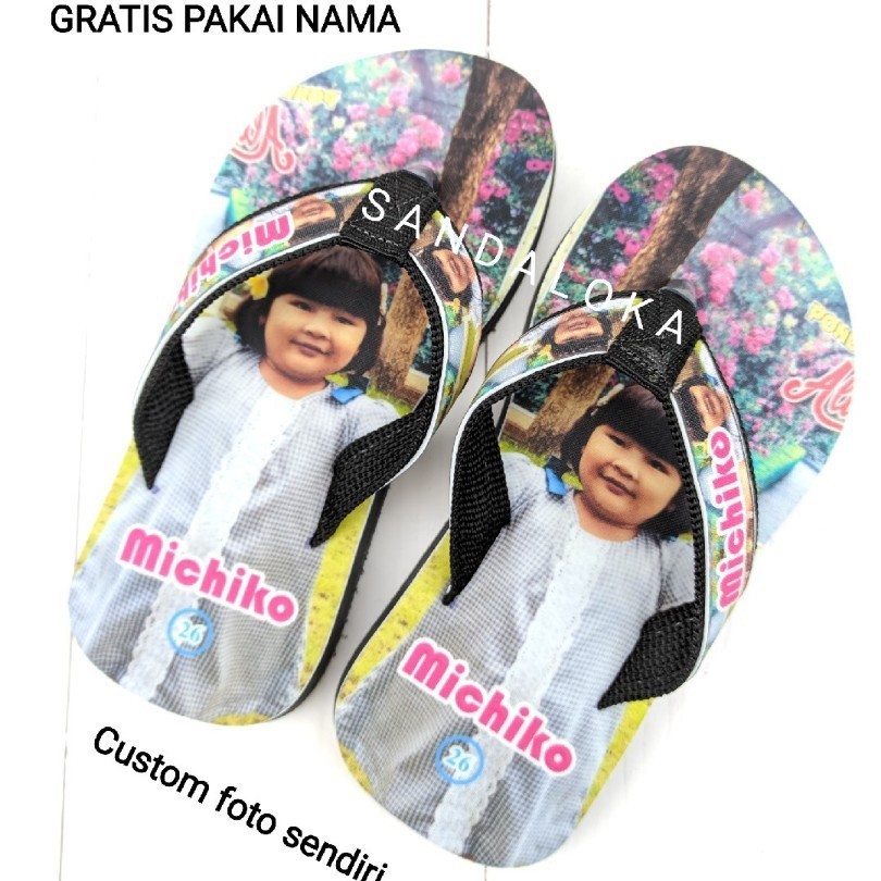 Jual Sandal Print Custom Foto Sendiri Gratis Pakai Nama | Sandal Jepit ...