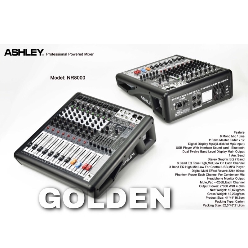 Jual Power Mixer Ashley NR8000 Bluetooth 2 x 350watt Original 8 Channel