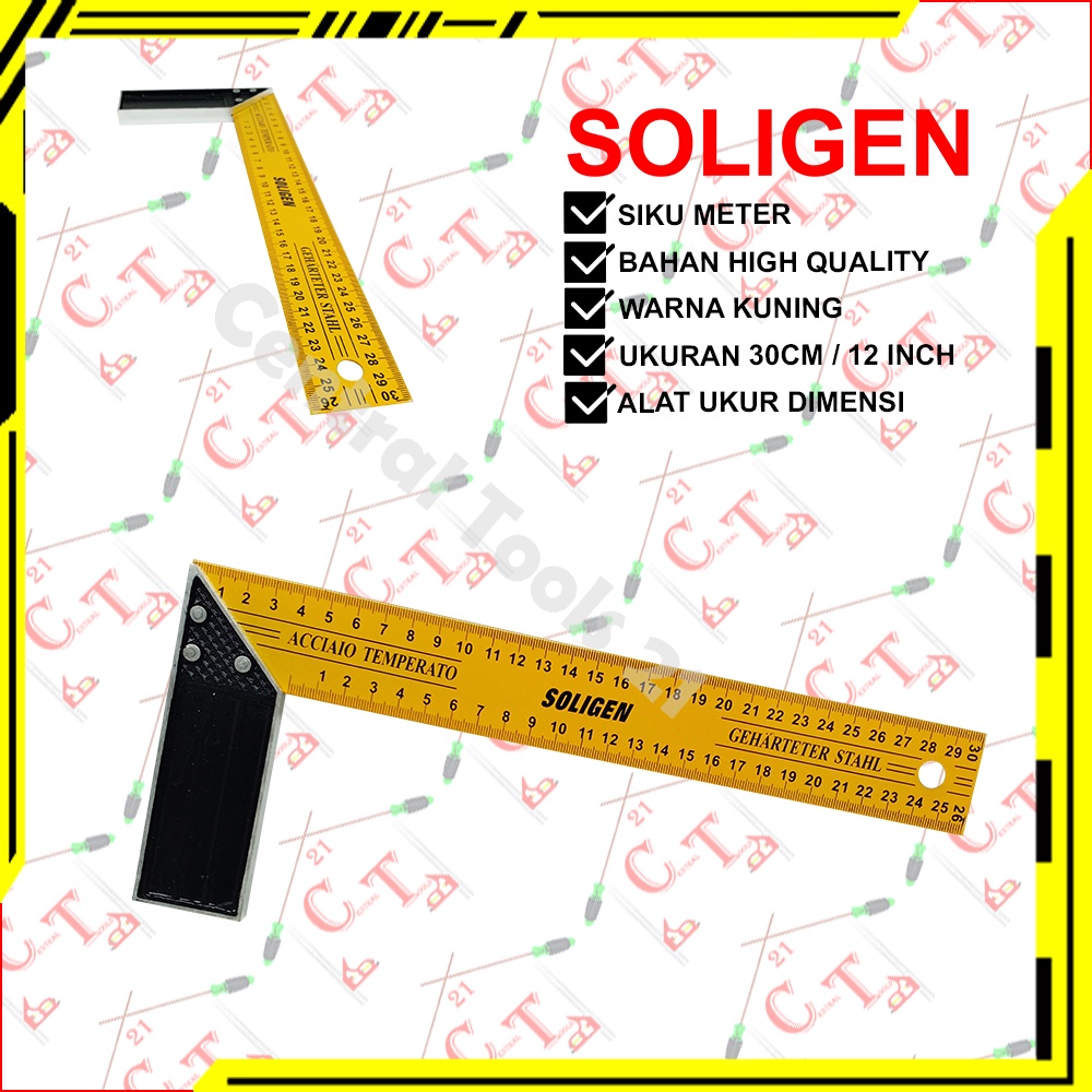 Jual Siku Meter 12 Inch Soligen Penggaris Siku Tukang Alat Ukur Dimensi ...