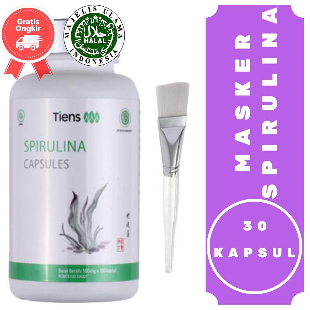Jual Tiens Masker Spirulina Herbal Paket 30 Kapsul (Promo Gratis Kuas
