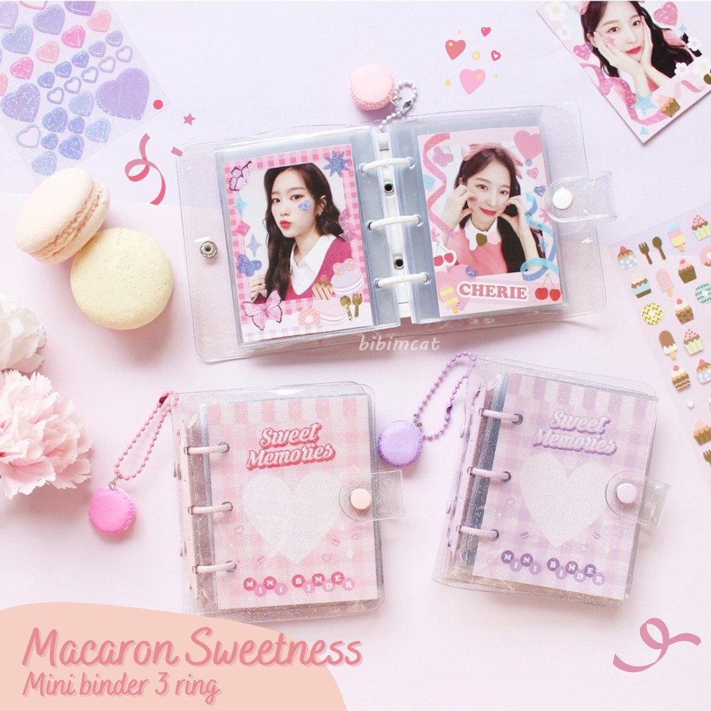 Jual Macaron Mini Binder Glitter 3 Ring / Binder Photocard Polaroid