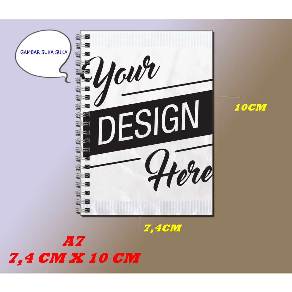 Jual Notebook custom A7 (7 x 10 cm)/notebook spiral A7 cover depan ...