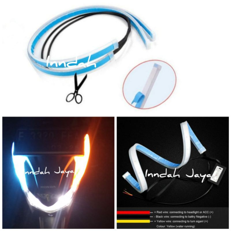 Jual Led Drl Alis Motor Sein Running 45 Cm Putih/Kuning.Biru/Kuning/Led ...