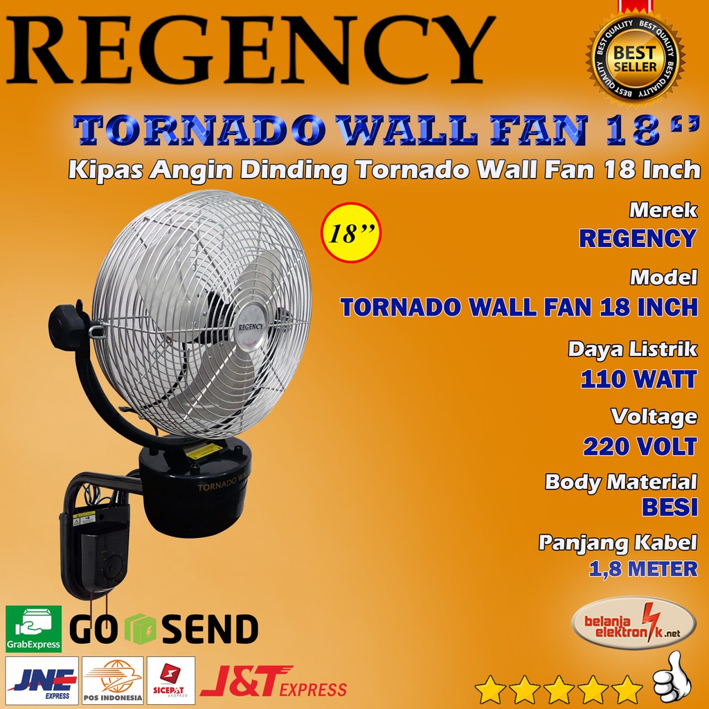 Jual KIPAS ANGIN DINDING TORNADO BESI WALL FAN 18 INCH REGENCY TW-18 ...