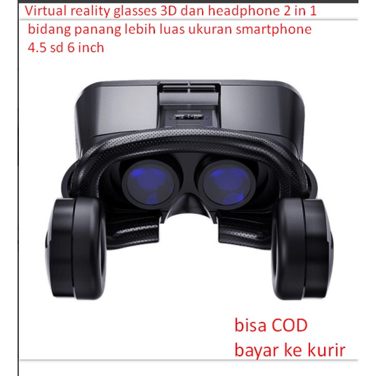 Jual Virtual reality glasses 3D dan headphone 2 in 1 bidang panang
