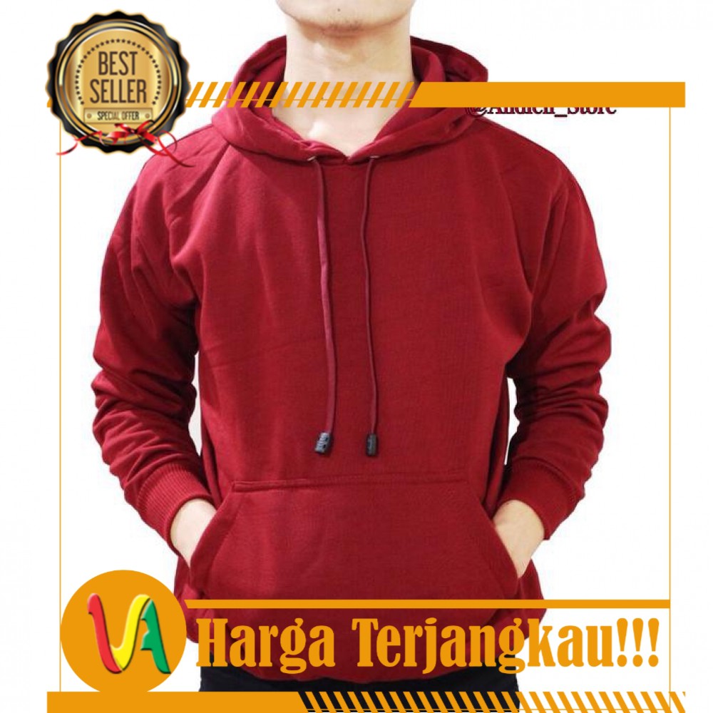 Jaket Pria Hoodie Polos Tanpa Resleting