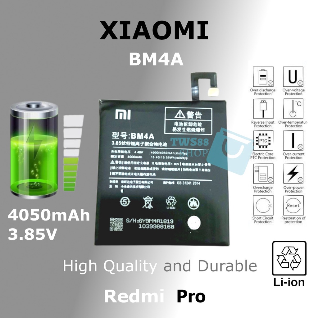 Jual (TWS) Baterai batre battery For Xiaomi Redmi pro/BM4A | Shopee ...
