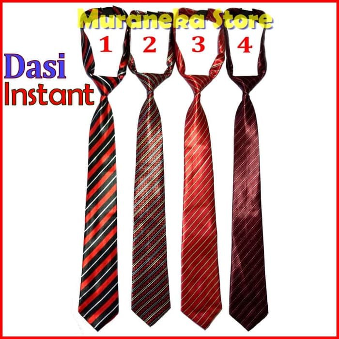 Jual Dasi Langsung Jadi Instan Otomatis Pakai Dewasa Warna Formal Panjang Merah Motif Garis Pria