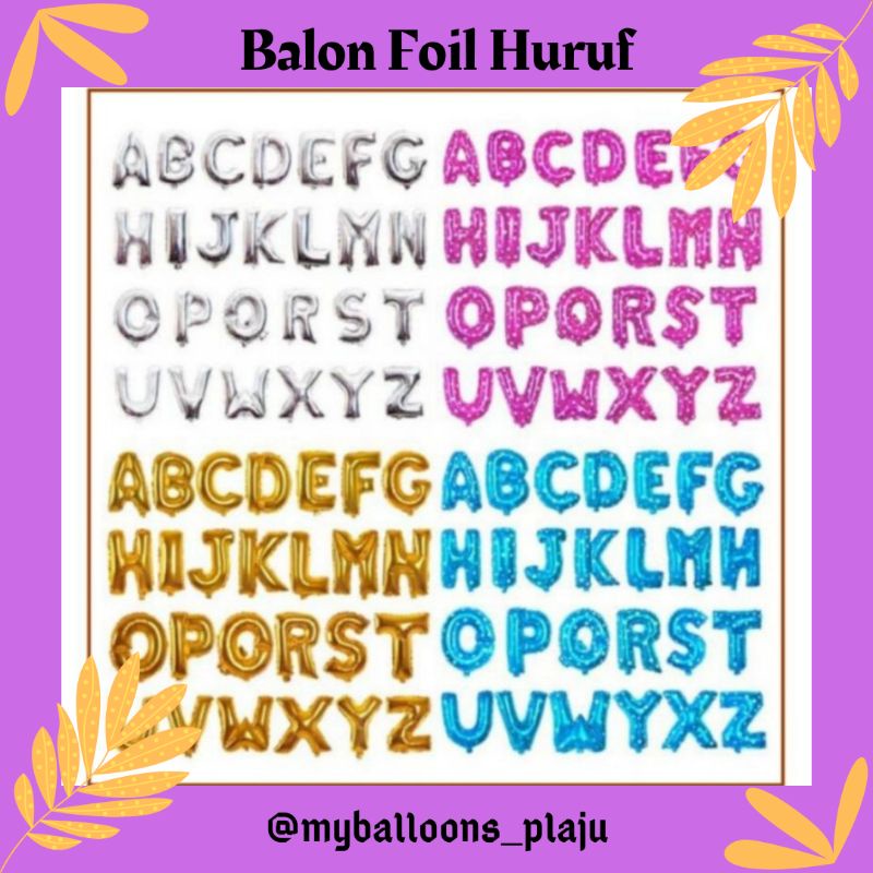 Jual Balon Foil Huruf 40cm / Foil Huruf Abjad/Alphabet A-Z / Gold ...