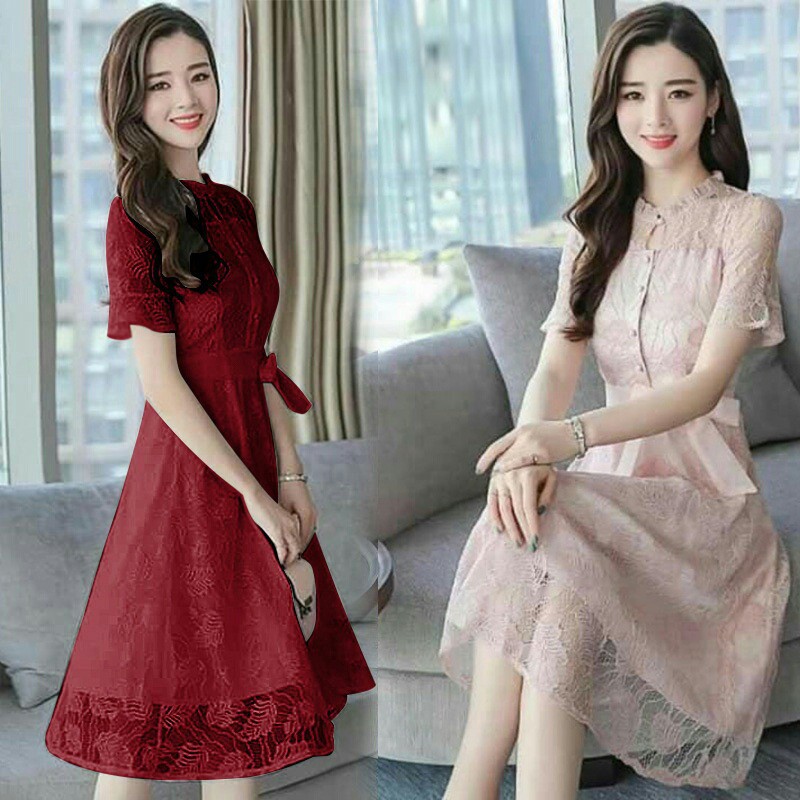 Jual DRESS SALORA BRUKAT MURAH BAJUGROSIRCEWEK BAJU DRESS WANITA