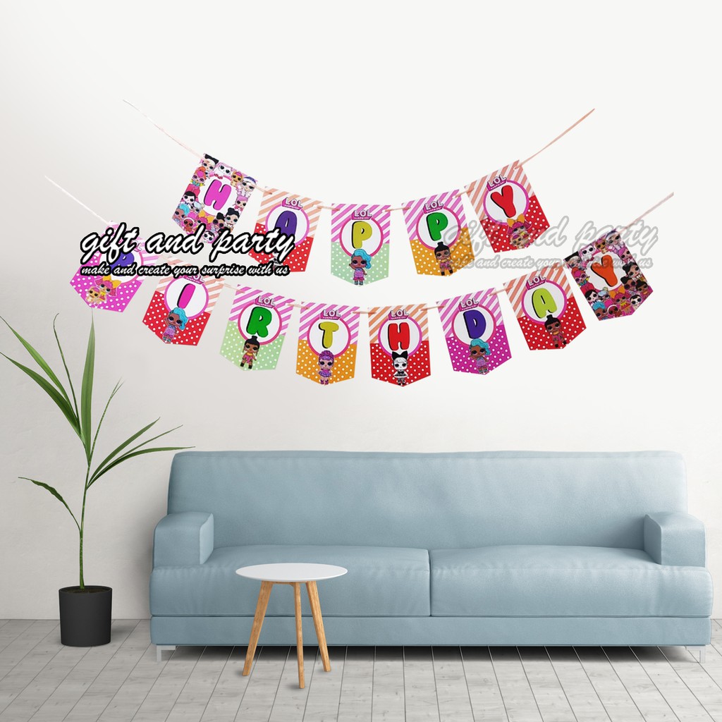 Jual Banner Happy Birthday LOL Surprise #3 / Bunting Flag Karakter LOL ...