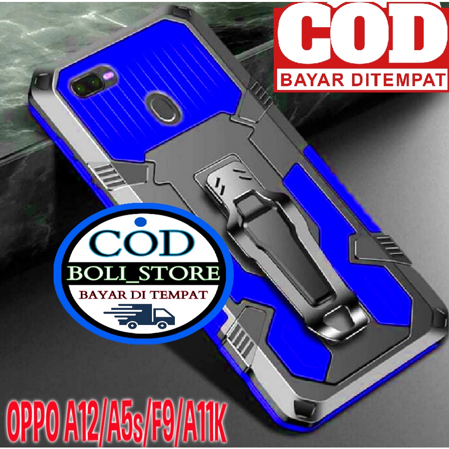 CASE HP OPPO A12/A5s/F9/A11K Casing Armor Terbaru, Sarung HP Pelindung  dengan Sandaran Punggung