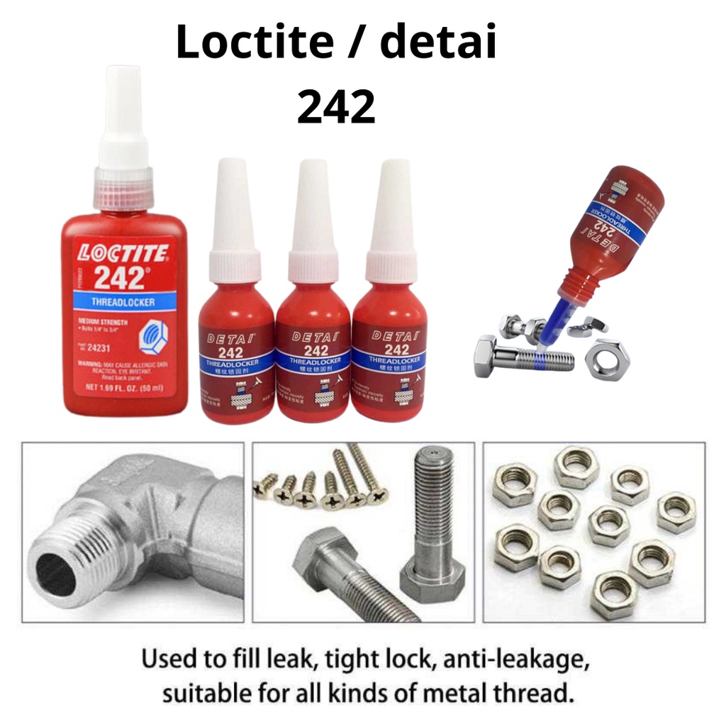 Jual Loctite 242 Blue 50ml 1.69oz Medium Strength Threadlocker Lem ...