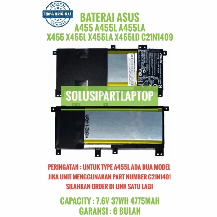 Jual KOMPUTER & LAPTOP KOMPONEN LAPTOP BATERAI ASUS A455 A455L X455L