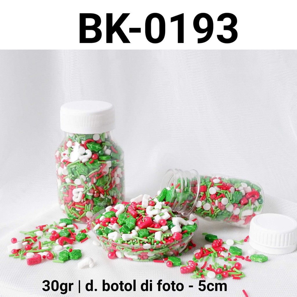 Jual BK-0193 Sprinkles sprinkle sprinkel 30gr 30 gram natal hijau merah ...