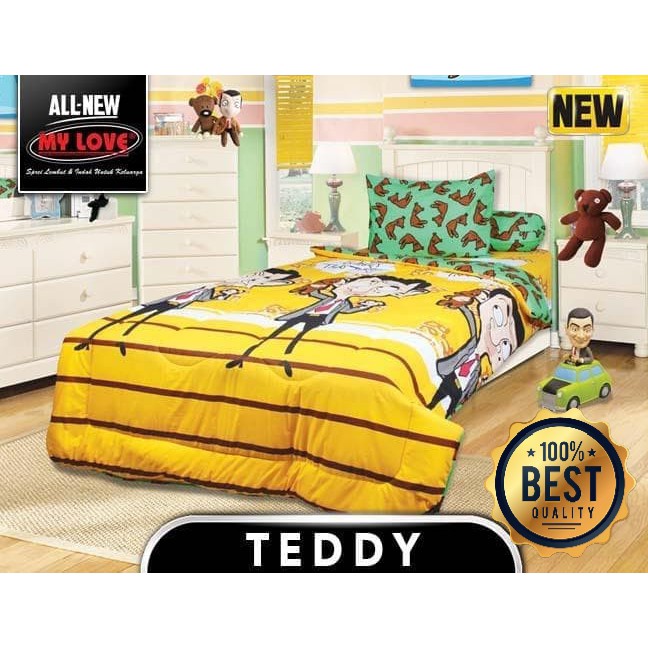 Jual BED COVER MY LOVE " MR BEAN TEDDY " SINGLE 120x200 BEST QUALITY
