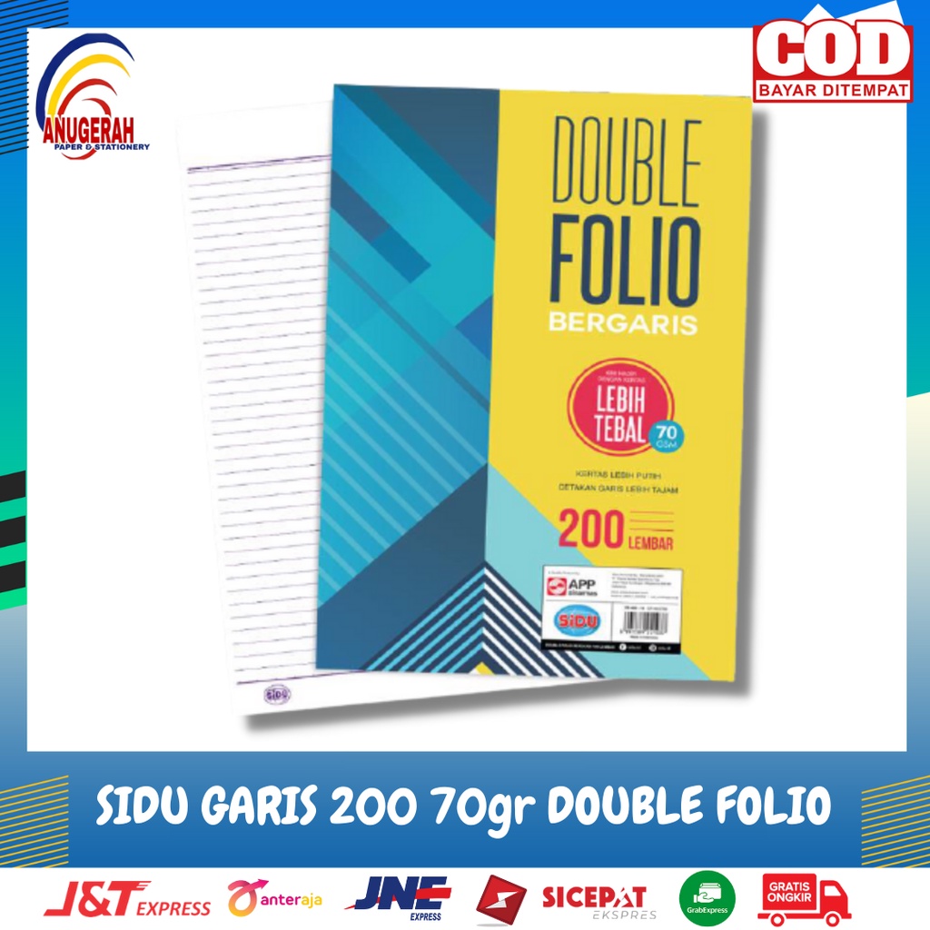 Jual Kertas Double Folio Bergaris SIDU/ Sinar Dunia 200 Lembar (PAK ...