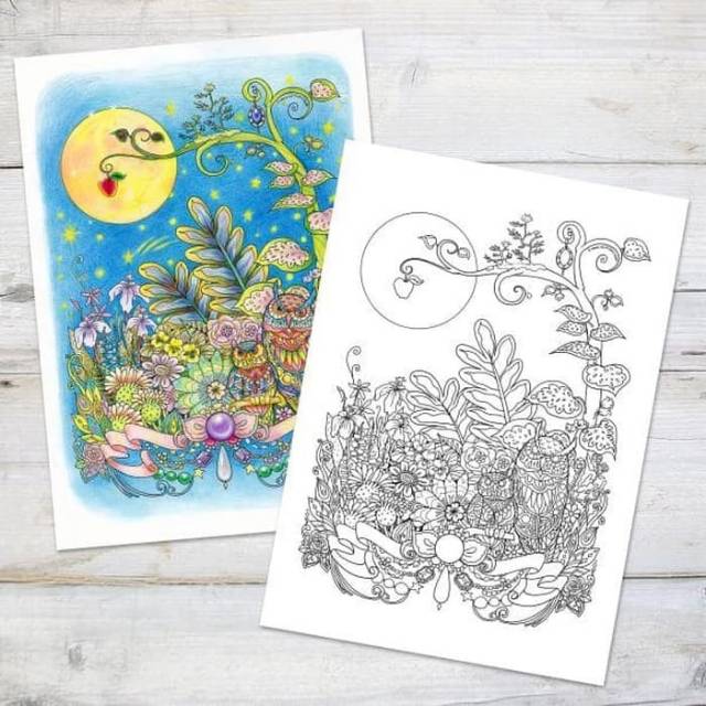Jual Coloring Page: Botanicals (Horned Owl) Papercraft | Shopee Indonesia