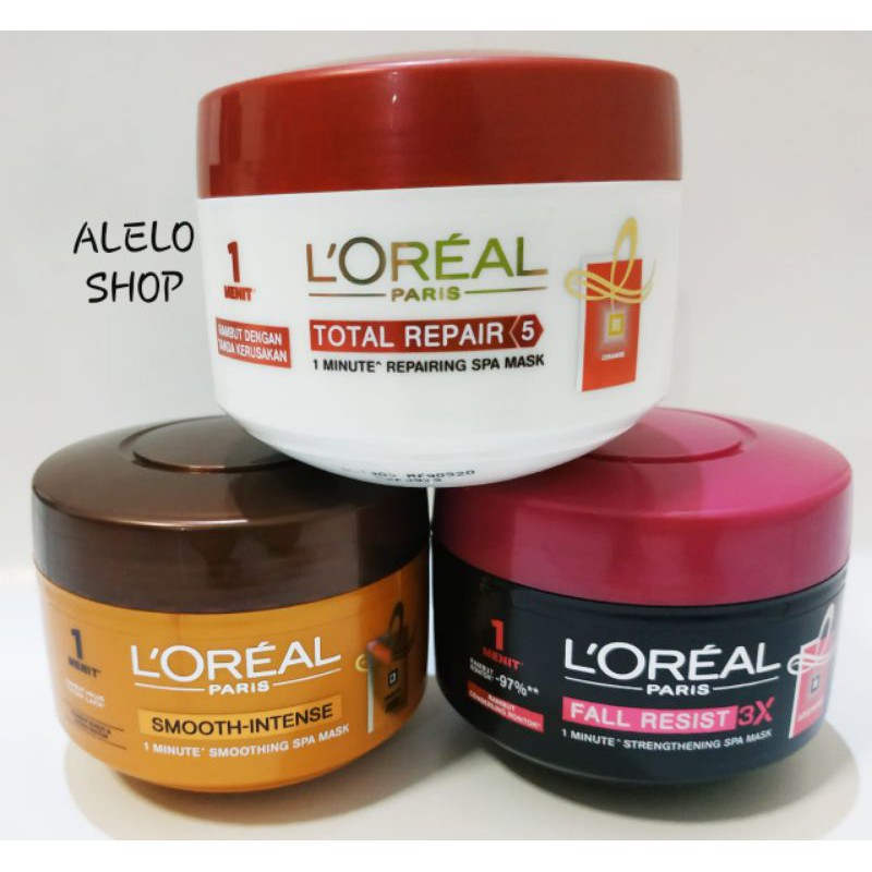 Jual Loreal hair mask 200 ml paris total repair smooth intense fall