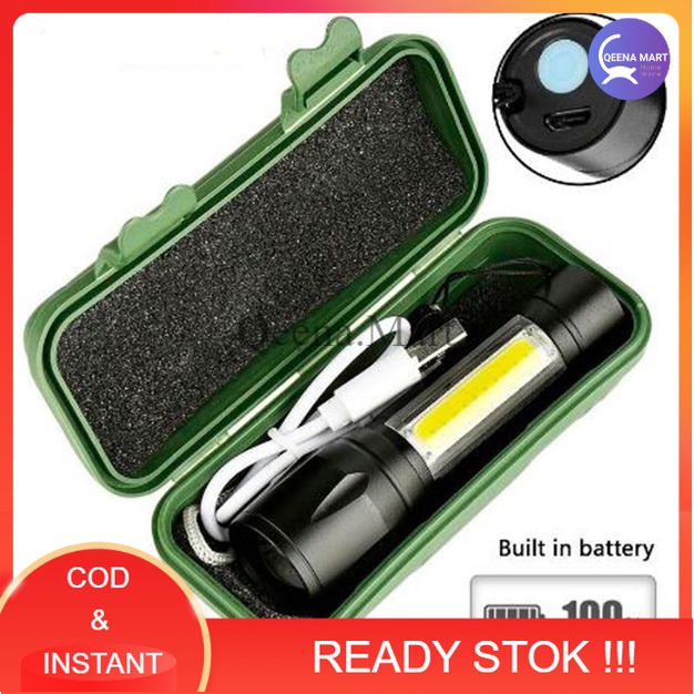 Jual Senter LED USB Rechargeable Q5 + COB 2300 Lumens + Baterai ...