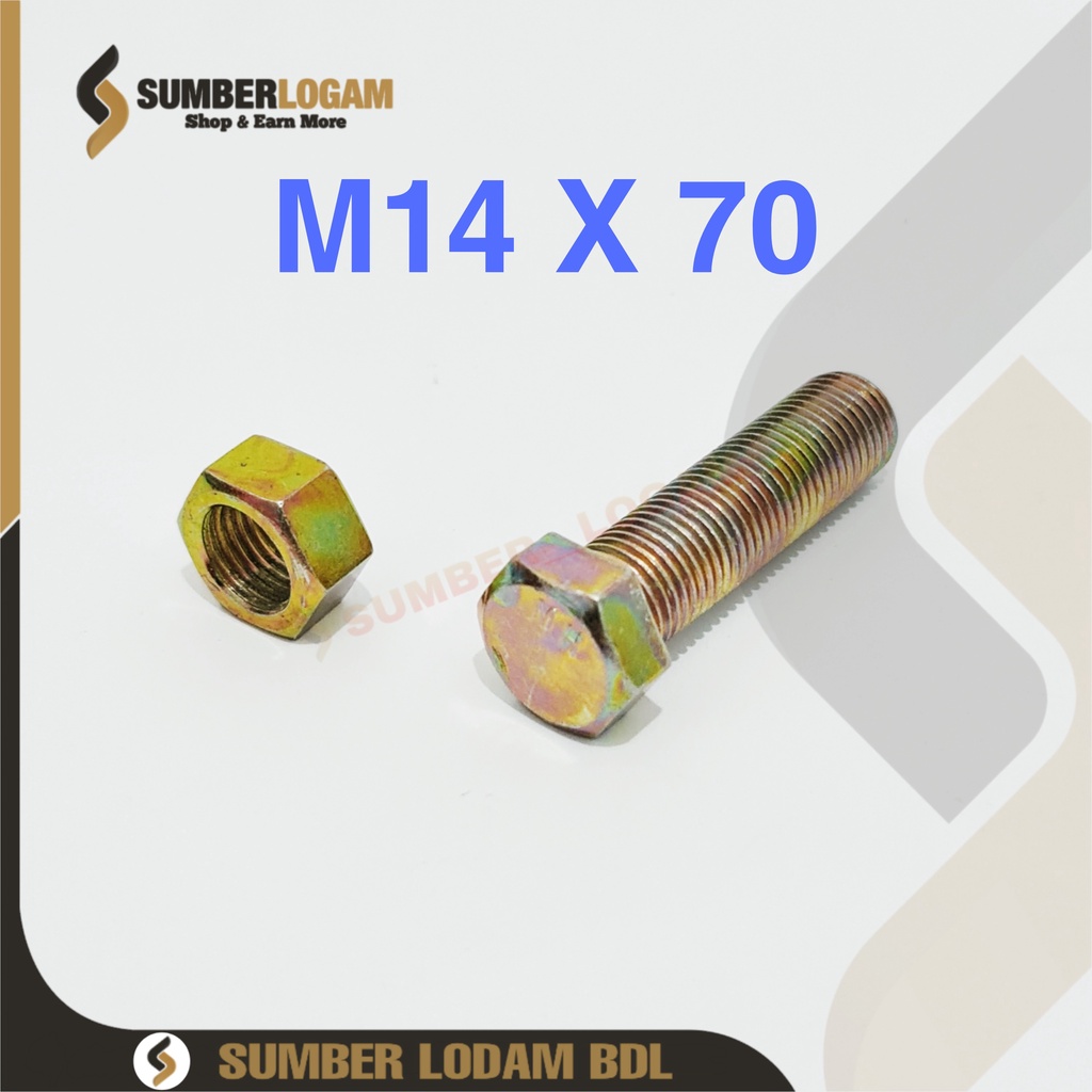 Jual BAUT MUR HEX KUNING M14 X 70 | Shopee Indonesia