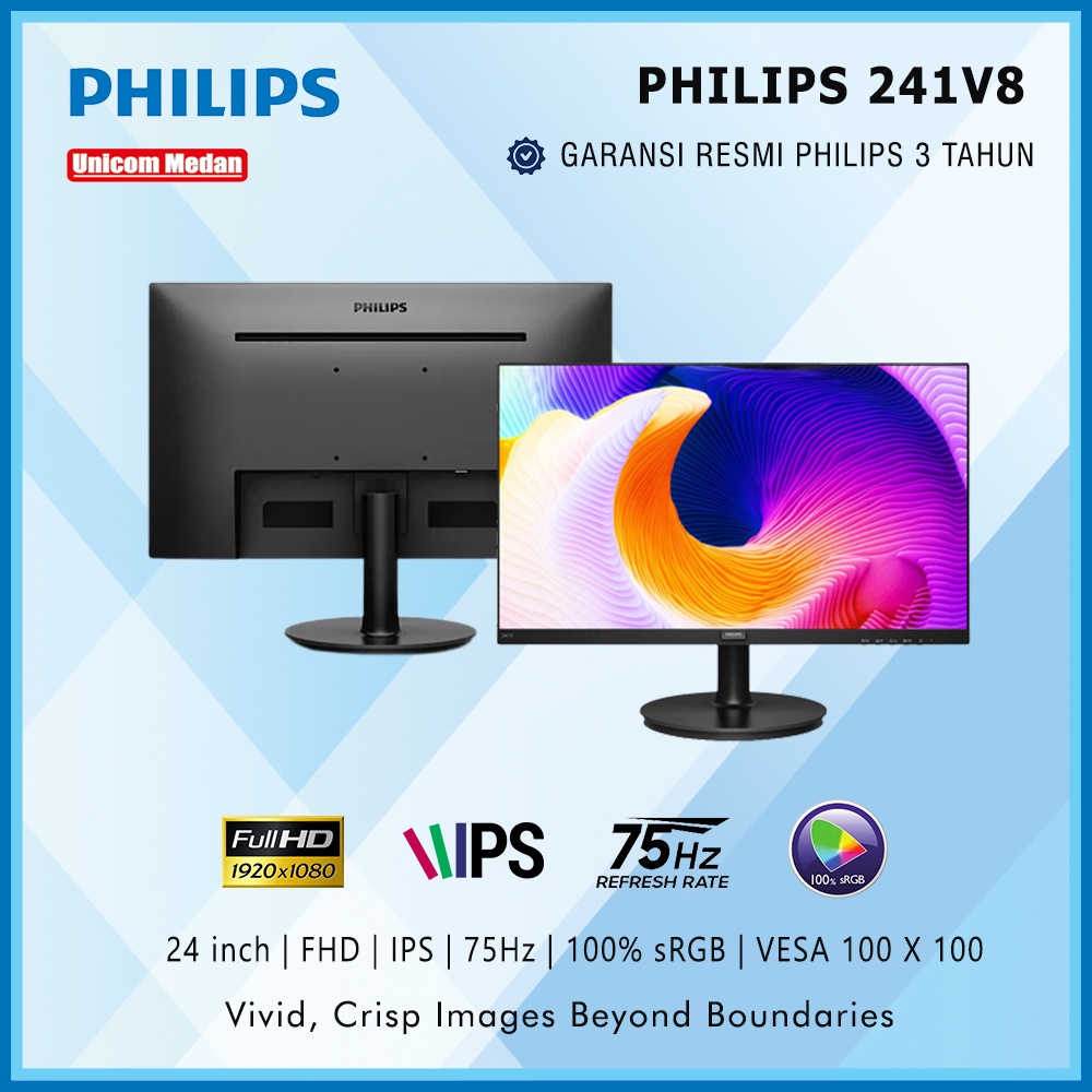 Jual Monitor LED Philips 241V8 24" IPS 1080p VGA HDMI Vesa 100x100 ...