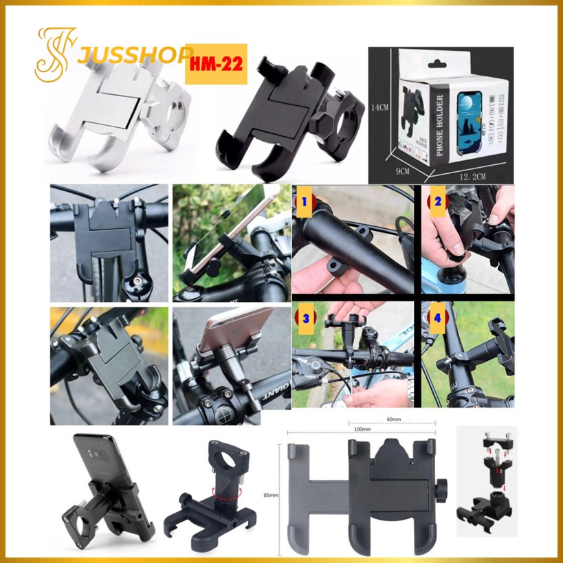 Holder Motor Besi Stang HM-22 Holder Dudukan Tempat Penyangga Hp Universal