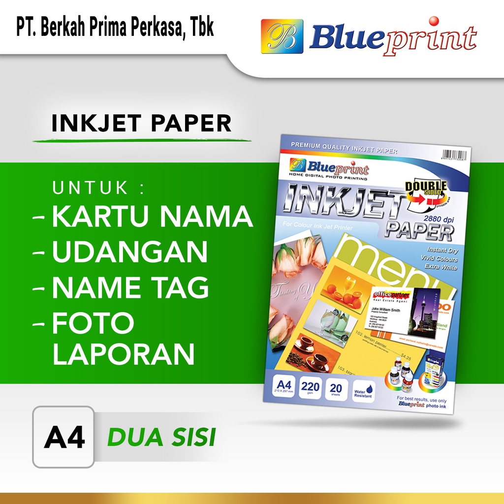 Jual kertas photo inkjet a4 220 gsm / inkjet paper blueprint / kertas ...