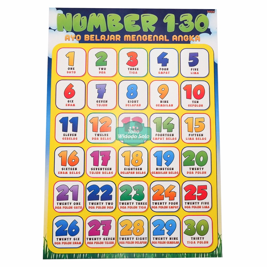 Jual Poster Edukasi Number 1 Sampai 30 Mengenal Angka 35x50cm 1 Lembar Shopee Indonesia 0041