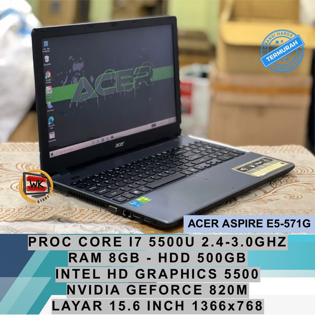 ACER ASPIRE E5 571G CORE I7 5500U NVIDIA GEFORCE 820M LAPTOP EDITING