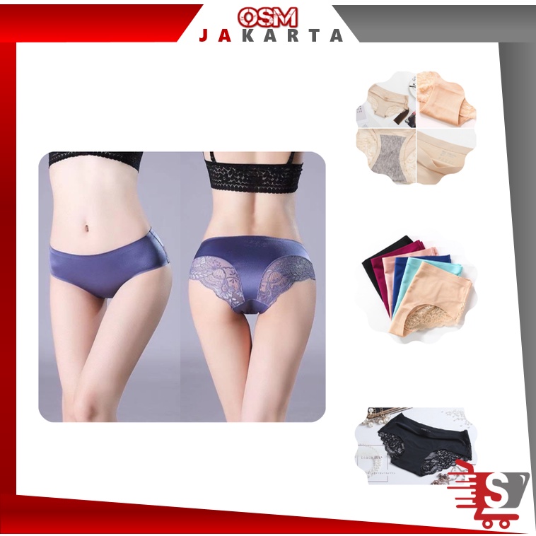 Jual Osm Jkt C Celana Dalam Renda Brief Seamless Ice Silk Cd Wanita Sempak Wanita Kolor