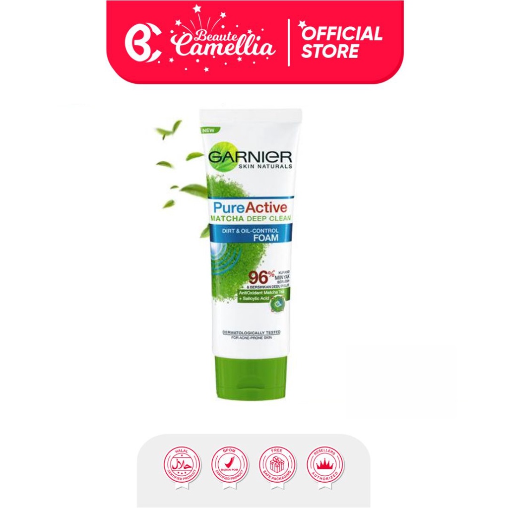 Lot De 2 Mousses Nettoyantes Garnier Pure Active Matcha - Détox Pollution & Impuretés, Peau Nette