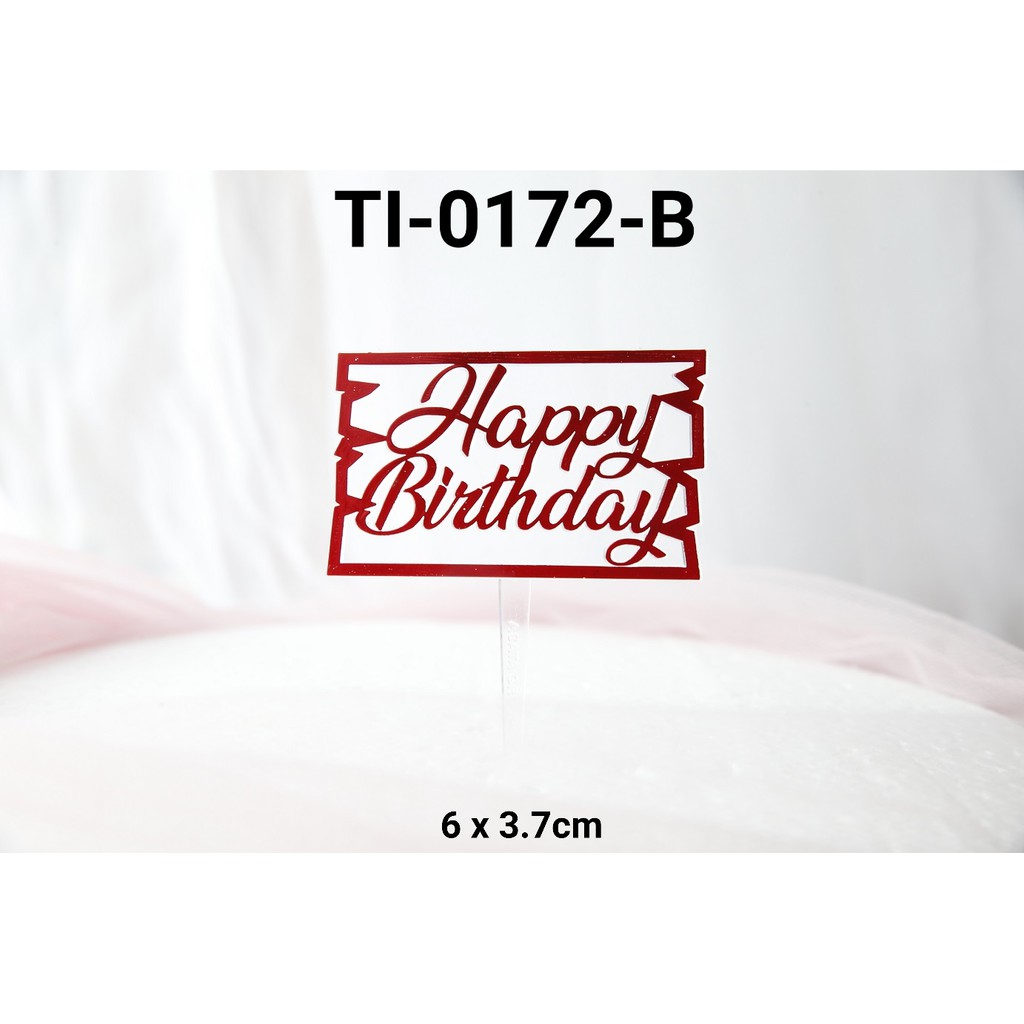 Jual TI-0172-B Topper tulisan plastik happy birthday papan merah yamama ...