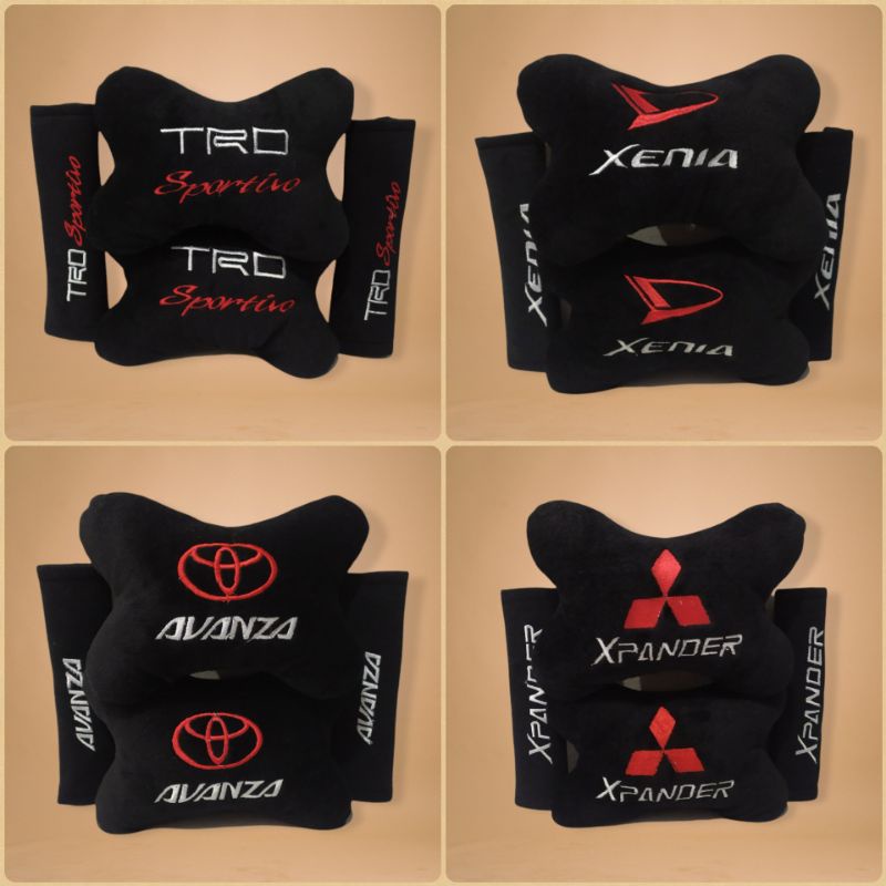 Bantal 2in1 Mobil Leher Set Motif Merk Mobil Bantal Set Mobil 2in1 Motif Merk Mobil Headrest Car Set 2in1