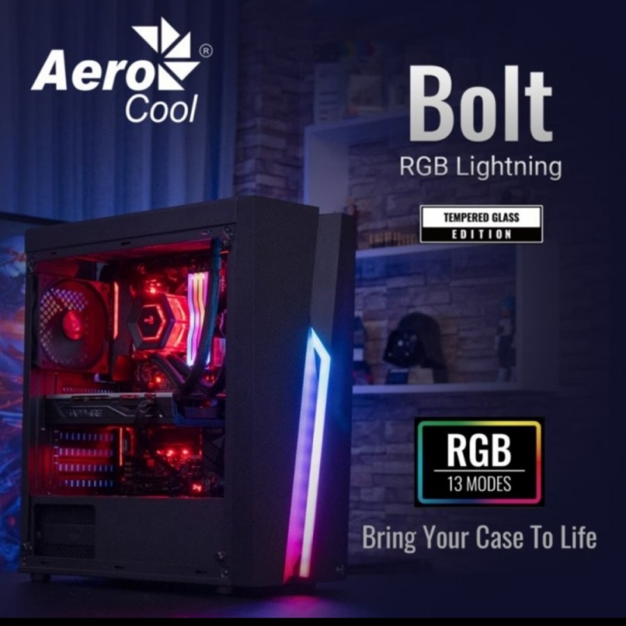 Jual CASING GAMING AEROCOOL BOLT RGB MID TOWER CASE Shopee Indonesia
