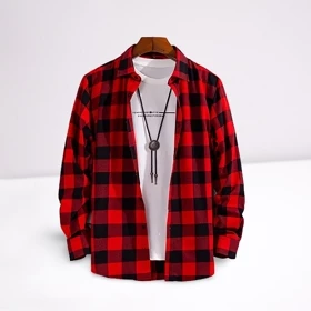 Kemeja Kotak Cowok Hem Flanel Pria Lengan Panjang Kemeja Flannel Merah Pria Distro