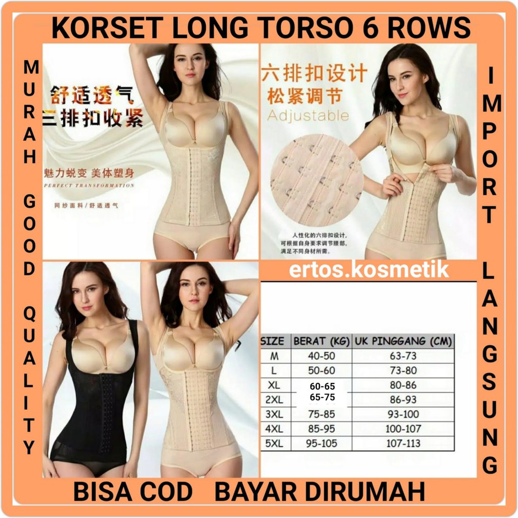 Promo Korset Longtorso KT665 Body Shaper dengan 3 Baris Pengait - HITAM L  Diskon 40% di Seller iBos Store - Kamal Muara-2, Kota Jakarta Utara