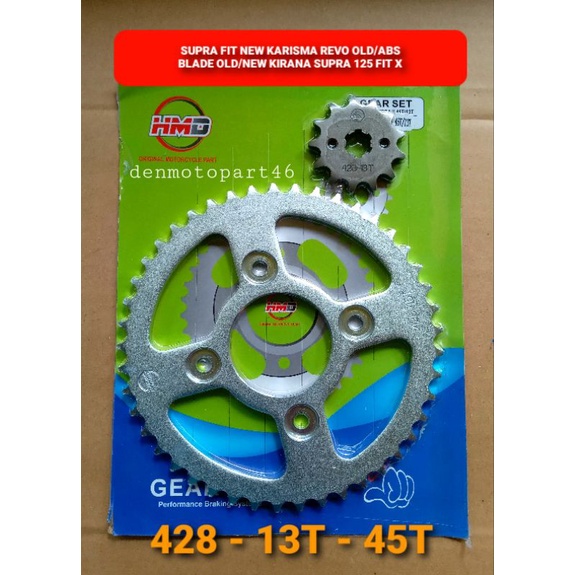 Jual Gear Gir Set Depan Belakang 13 45T [ HMD ] Honda Supra 125