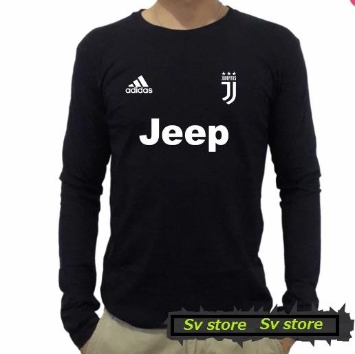 KAOS JUVENTUS LENGAN PANJANG Logo white Black