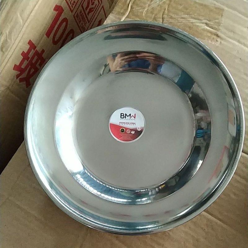 Piring Makan Stainless Steel uk 22cm & 24cm Bahan Tebal dan Higienis