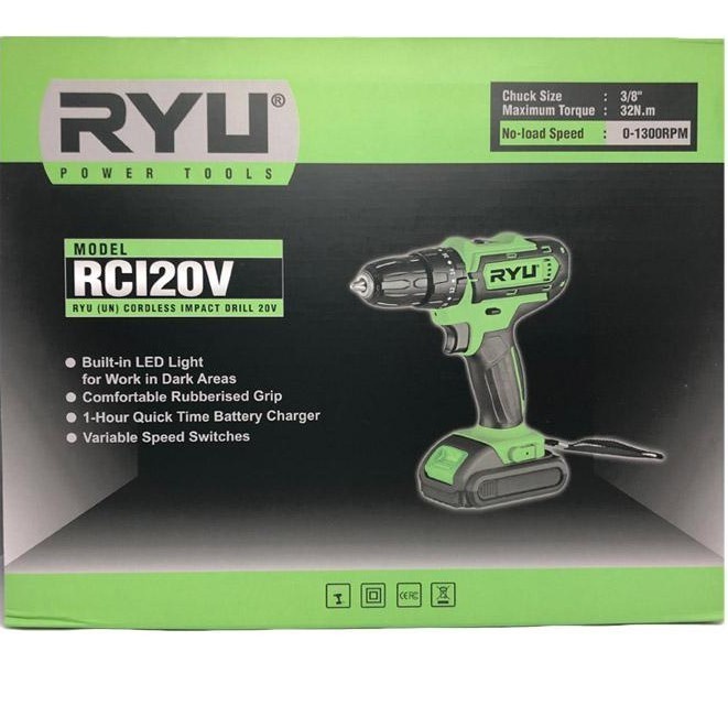 Jual TEKIR0 RYU CORDLESS IMPACT DRILL RCI 20V MESIN BOR BATRE BATERAI ...