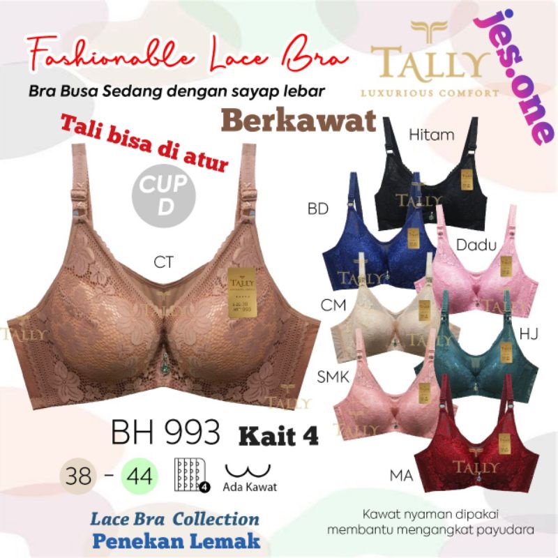 Jual Tally Bra Bh Berkawat Busa Sedang Cup D Jumbo Kait Penekan