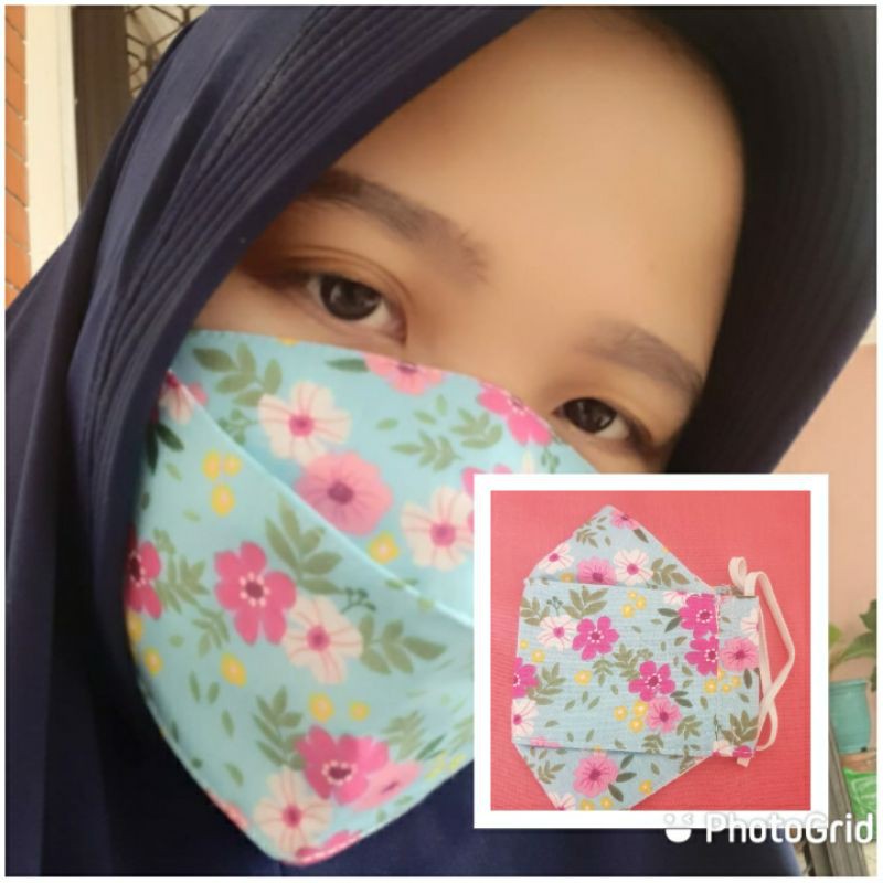 Jual MASKER 3D KAIN PREMIUM MOTIF BUNGA 3 PLY EARLOOP NON MEDIS ...