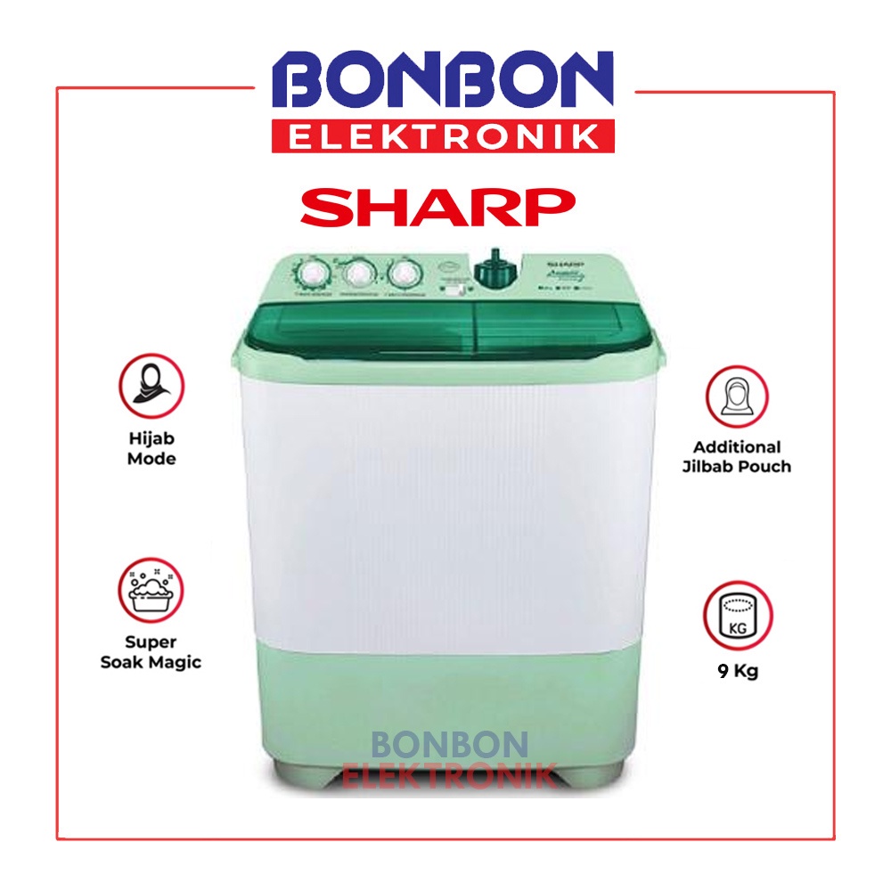 Jual Sharp Mesin Cuci 2 Tabung 9KG EST 1070 SJ GR / EST 1070 SJGR ...