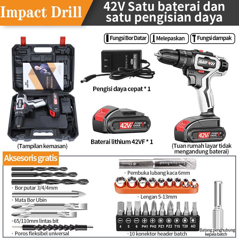 Jual Mesin Bor Cordless/Bor Baterai/ Bor Listrik/Beton Besi Kayu Full ...