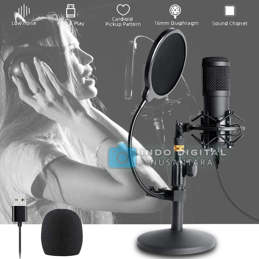 Jual SOUNDTECH MICROPHONE CONDENSER STAND TABLE RECORDING STREAMING FOR ...