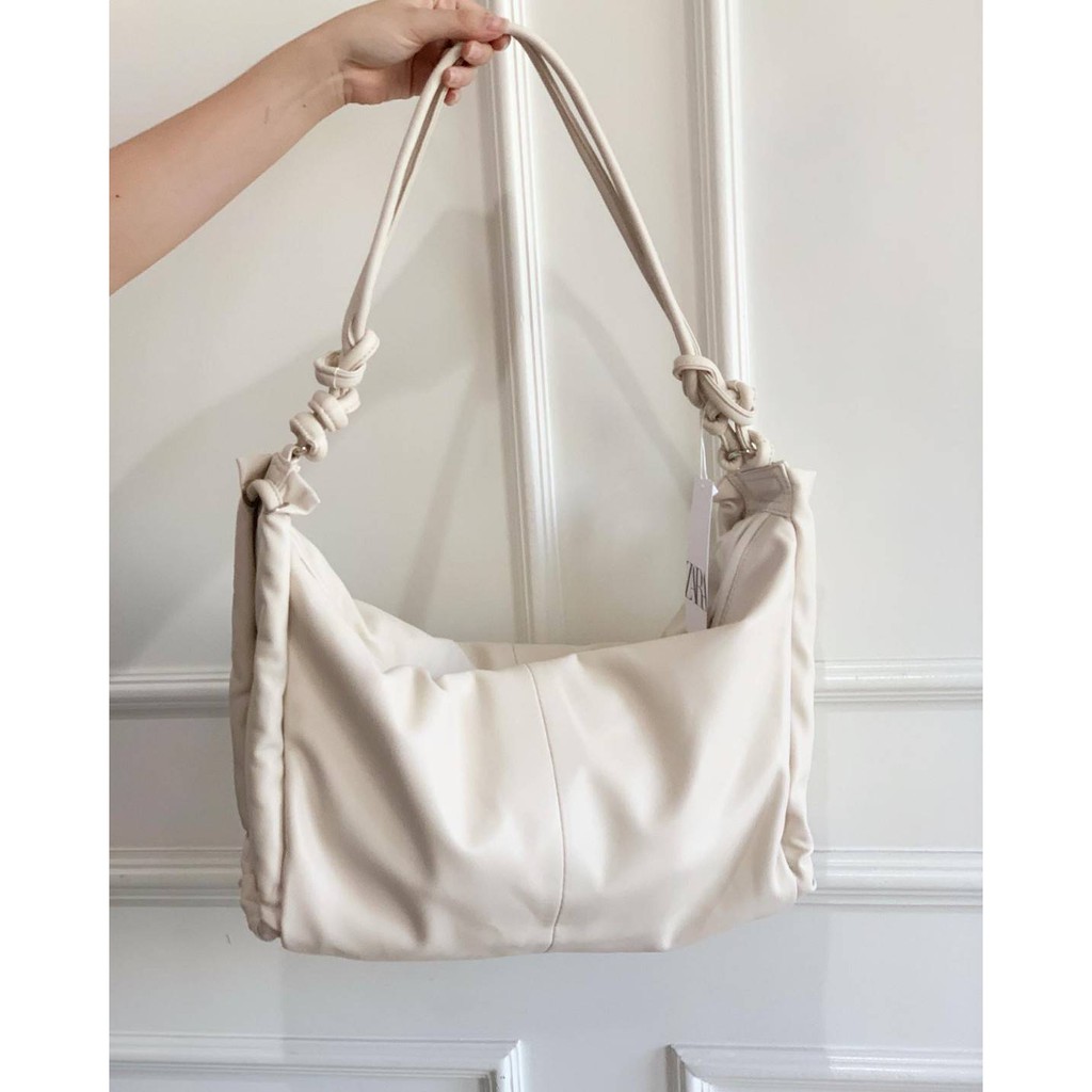 Zara tote bag with gathered side detail sale