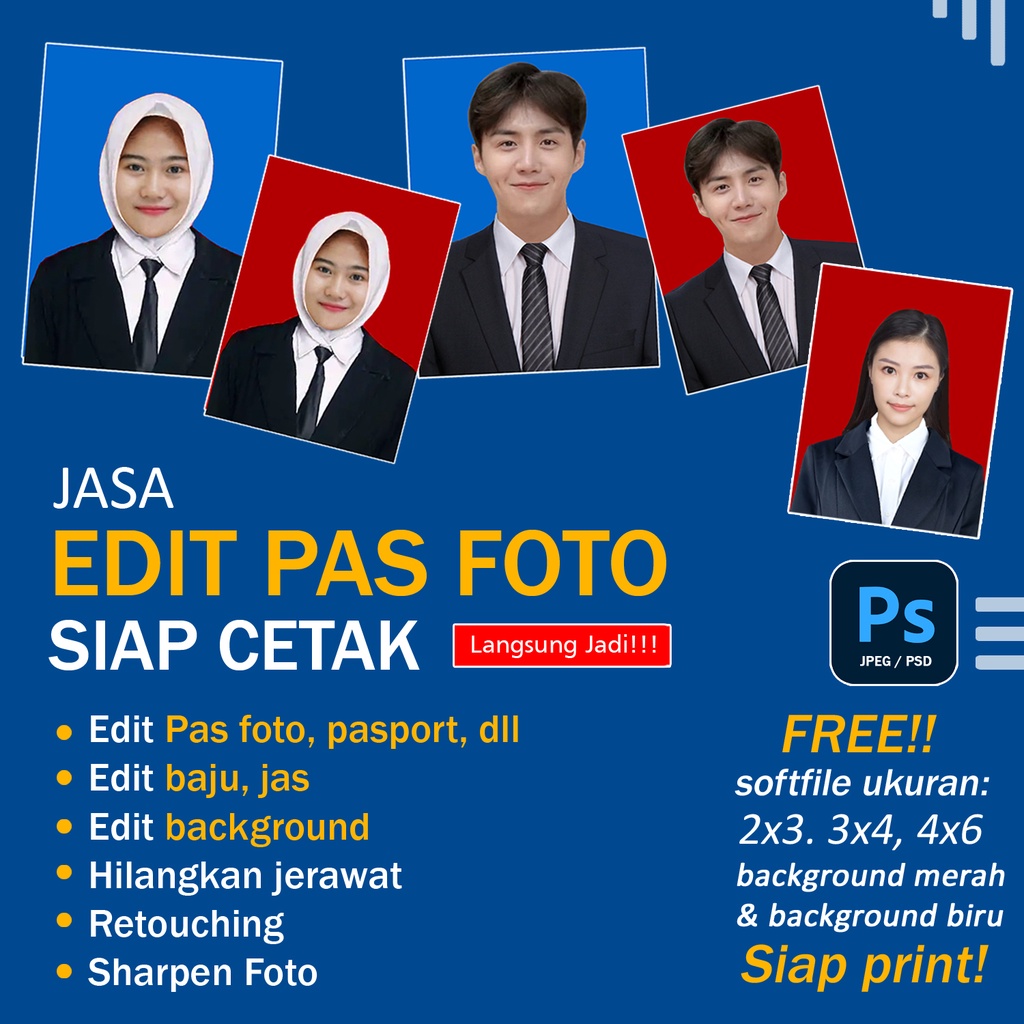Jual Edit Pas Foto, Edit Jas, Edit Background Shopee Indonesia