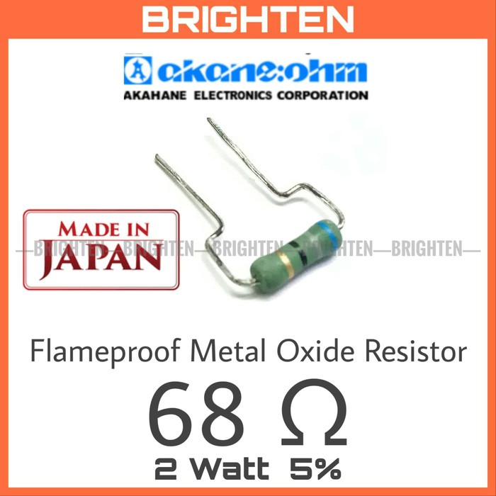 Jual Resistor 68 ohm 2 Watt 5% 68R 68ohm Flameproof Metal Oxide ...