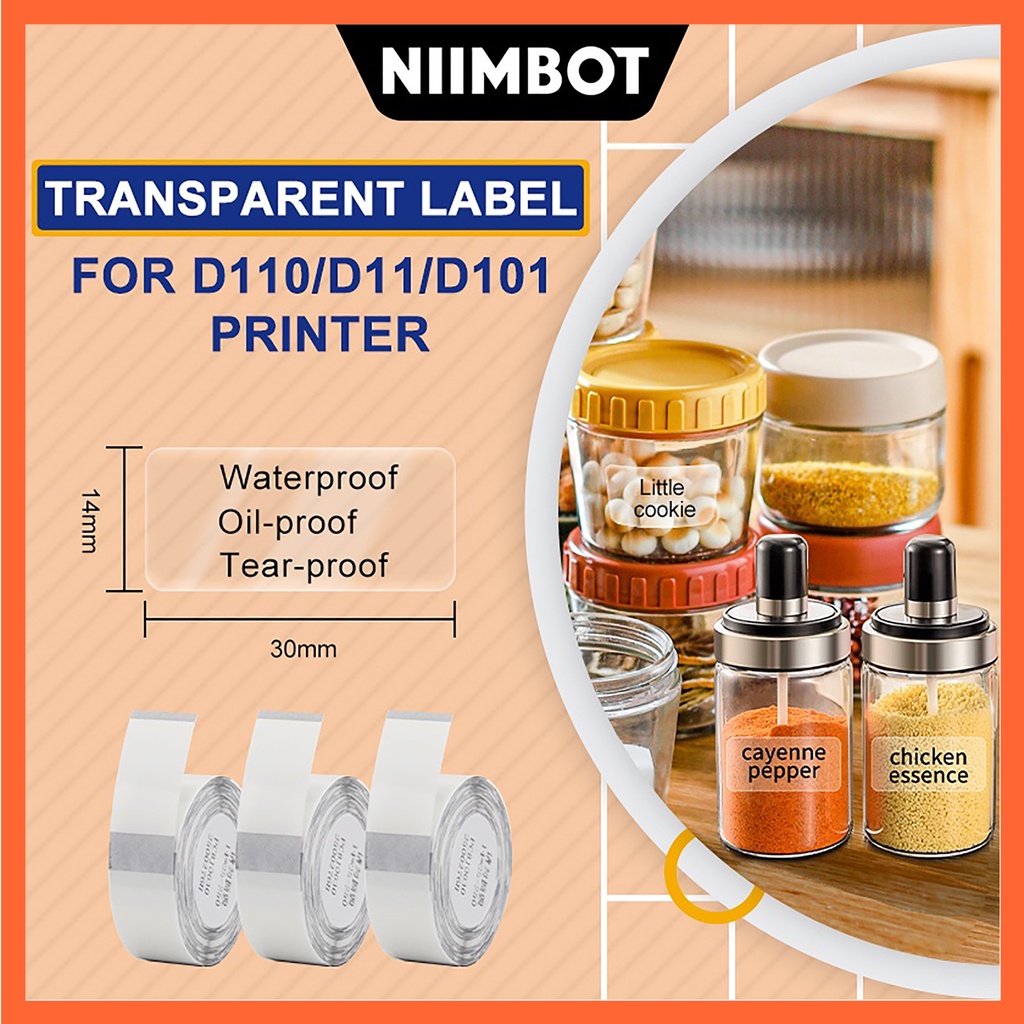 Jual Clear Transparent Thermal Label Sticker Niimbot D11 D110 D101 H1S ...